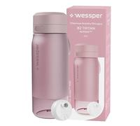 Wessper Botella Agua Tritan, 500 ml, Botella de Agua con Filtro Actitex Disc, Reduce el Cloro, Contador de Sustitución del Filtro Agua Potable, BPA FREE - Rosa