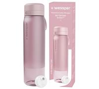 Wessper Botella AguaTritan, 1 l, Botella con Filtro Actitex Disc, Reduce el Cloro, Contador de Sustitución del Filtro Agua Potable, BPA FREE - Rosa