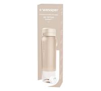 Wessper Botella AguaTritan, 1 l, Botella con Filtro Actitex Disc, Reduce el Cloro, Contador de Sustitución del Filtro Agua Potable, BPA FREE - Beige