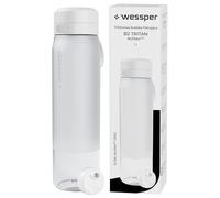 Wessper Botella AguaTritan, 1 l, Botella con Filtro Actitex Disc, Reduce el Cloro, Contador de Sustitución del Filtro Agua Potable, BPA FREE - Blanco