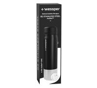 Wessper Botella con Filtro de Agua Potable, Termo de Acero Inoxidable con Filtro Actitex Disc, 1 l, Filtro Agua Potable de Carbón, Reduce el Cloro, BPA FREE - Negro