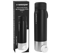 Wessper Botella de acero con filtro de agua 1000 ml, SIN BPA, botella termica agua con filtro de disco, ideal para deporte, para ciclismo, fitness- Negro