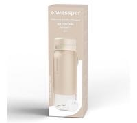 Wessper - Botella de agua Tritan, 700 ml, botella con filtro Actitex Disc, reduce el cloro, visualización de cambio de filtro, botellas sin BPA, color beige