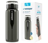 Wessper Botella de agua Tritan sin BPA con Filtro 680 ml | Gris Botella de Agua Deportiva | Botella Agua Deporte a Prueba de Fugas para el Gimnasio, la Escuela, los Niños Apertura con un Solo Botón