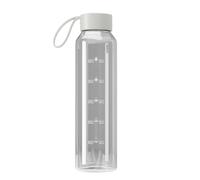 Wessper Botella de Cristal, Botella Agua Motivacional, con Marcas de Tiempo, Vidrio de borosilicato con Tapa de Bambú, Sin Fugas, para Deporte, Camping, para Niños y Adultos 0,5L - Transparente