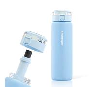 Wessper botella de vidrio, con tapón, sin BPA con filtro, deportiva de vidrio 680 ml, botella con filtro para exterior - azul