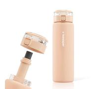 Wessper botella de vidrio, con tapón, sin BPA con filtro, deportiva de vidrio 680 ml, botella con filtro para exterior - beige