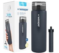 Wessper Botella de Vidrio de Borosilicato, Botella de Agua con Filtro 680 ml, Sin BPA | para el Gimnasio, la Escuela, para Niños y Adultos - Grafito