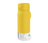 Wessper Botella de vidrio de borosilicato con filtro Actitex Disc, 500 ml, amarillo - sin BPA, a prueba de fugas, apta para lavavajillas - ideal para exterior, fitness y desplazamientos