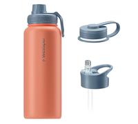 Wessper Botella Termica acero Inoxidable, 1 Litro, Termo para Agua con Tres Tapones Intercambiables, Botellas para Bebidas Frías y Calientes, Sin BPA - Rosa