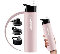 Wessper Botella Termica acero Inoxidable, 1 Litro, Termo para Agua con Tres Tapones Intercambiables, Botellas para Bebidas Frías y Calientes, Sin BPA - Rosa coral