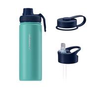 Wessper Botella Termica acero Inoxidable, 500 ml, Termo para Agua con Tres Tapones Intercambiables, Botellas para Bebidas Frías y Calientes, Sin BPA - Marino