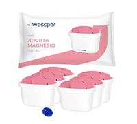 Wessper Cartucho Filtro Agua para Jarra, Filtros con Magnesio, PIN adicional Compatibile con Brita Jarras, Recambio para jarra Dafi, Wessper, Aquaphor, Aquafloow, Philips - Pack de 6