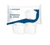 Wessper Cartucho filtro de agua para jarra, filtros con carbón activo y resina ionizante, PIN adicional compatible con brita jarra, recambio para jarras Dafi, Wessper, Philips - 2 Piezas