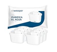 Wessper Cartucho filtro de agua para jarra, filtros con carbón activo y resina ionizante, PIN adicional compatible con brita jarra, recambio para jarras Dafi, Wessper, Philips - 6 Piezas