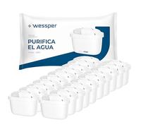 Wessper Cartucho filtro de agua para jarra, filtros con carbón activo y resina ionizante, PIN adicional compatible con brita jarra, recambio para jarras Dafi, Wessper, Philips - 20 pieces
