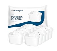 Wessper Cartucho filtro de agua para jarra, filtros con carbón activo y resina ionizante, PIN adicional compatible con brita jarra, recambio para jarras Dafi, Wessper, Philips - 10 pieces