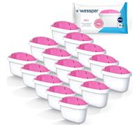 Wessper Cartuchos de Filtro con Magnesio de Agua 15 Piezas | Reemplazo para Dafi Unimax Aquaphor A5 BRITA Maxtra+ PHILIPS AWP212/10 | Filtro con Carbón Activo y Resina de Intercambio Iónico