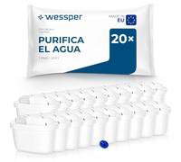 Wessper filtro agua, PIN adicional compatible con brita jarra - 20 pieces | filtro carbon activo, compatible con jarra brita, recambio para jarras Dafi, Wessper, Aquaphor, Philips