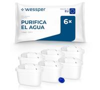 Wessper filtro agua, PIN adicional compatible con brita jarra - 6 Piezas | filtro carbon activo, compatible con jarra brita, recambio para jarras Dafi, Wessper, Aquaphor, Philips