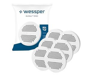 Wessper Filtro de Disco para Botella y Jarra Filtradora Agua, Filtros con Carbón Activo, Compatible con Botella Brita y Jarras Wessper, Reducción de Cloro y Metales Pesados - 6 Piezzas