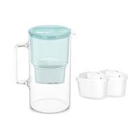 Wessper jarra con filtro de agua cristal de 3 l, juego compuesto por una jarra y 2 filtros Aquamax, reduce el cloro y los metales pesados, sin BPA - Menta