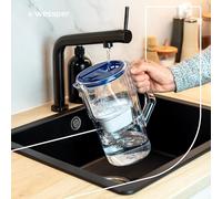 Wessper Jarra de agua de 2,8 litros, con contador LED, jarra filtro de agua con filtro, filtros para agua con cartucho de carbón activo, reduce la cal y el cloro, sin BPA - menta