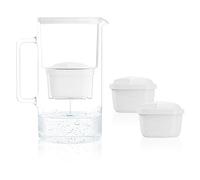 Wessper Jarra Filtradora, 3 Litros, set Agua Cristal y 2 Filtro de Agua, Compatible con Brita Maxtra, Jarra Filtrante de Agua con Filtro de Carbón Activado - Blanco
