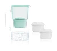 Wessper Jarra Filtradora, 3 Litros, set Agua Cristal y 2 Filtro de Agua, Compatible con Brita Maxtra, Jarra Filtrante de Agua con Filtro de Carbón Activado - Menta