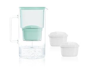 Wessper Jarra Filtradora, 3 Litros, set Agua Cristal y 2 Filtro de Agua, Compatible con Brita Maxtra, Jarra Filtrante de Agua con Filtro de Carbón Activado - Menta