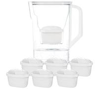Wessper Jarra Filtradora Agua con Filtros, Jarra para Puerta de Frigorífico de 2,7 Litros, Filtro con Carbón Activo y Resina de Intercambio Iónico, Jarra y Juego de 6 Cartuchos - Blanco