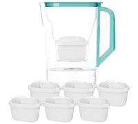 Wessper Jarra Filtradora Agua con Filtros, Jarra para Puerta de Frigorífico de 2,7 Litros, Filtro con Carbón Activo y Resina de Intercambio Iónico, Jarra y Juego de 6 Cartucho - Menta