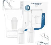 Wessper Jarra Filtradora de Agua 2.7 L | Filtro de Agua que Reduce la Cal y el Cloro, Agua filtrada | Jarra Filtrante + 3 Cartucho - Blanco