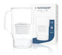 Wessper Jarra Filtradora de Agua, 2,8 l, con Contador LED, Garrafa de Agua, Filtro de Carbón Activo Reduce la cal y el Cloro, Jarra con Filtro de Agua, Sin BPA - Blanco