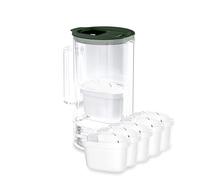 Wessper Jarra Filtradora de Agua con Contador LED, 2 Litros, Cristal Borosilicato, Jarra Compacta con 5 Filtros de Carbón Activo, sin BPA - Verde