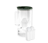 Wessper jarra filtradora de agua con contador LED, 2 litros, jarra agua cristal borosilicato, jarra compacta con 2 Classic filtros de carbón activo, sin BPA - Verde