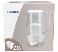 Wessper Jarra Filtradora de Agua de 2,8 Litros, Juego de Jarra y 10 Filtros Compatibles con Brita Maxtra, Sistema de Filtro Agua, Reducción de cal y Cloro - Blanco