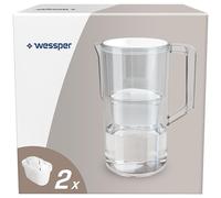 Wessper Jarra Filtradora de Agua de 2,8 Litros, Juego de Jarra y 2 Filtros Compatibles con Brita Maxtra, Sistema de Filtro Agua, Reducción de cal y Cloro - Blanco