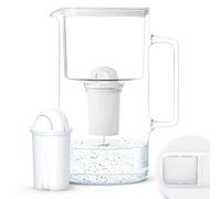 Wessper Jarra Filtradora De Vidrio Con 1 Cartucho De Filtro, Compatible Con El Filtro Brita Classic, Reduce La Cal, El Cloro Y Los Microplásticos, 3 Litros, Blanco