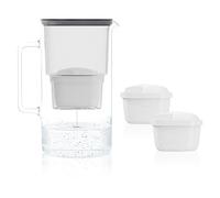 Wessper Jarra filtrante para agua, 3 litros, juego de jarra de cristal y 2 filtros, compatible con Brita Maxtra, filtro de agua con carbón activo - negro
