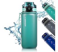 Wessper Tritan Botella de Agua con Marcador de Tiempo Motivadora 500 ML | Botella Agua Deporte, Sin BPA, Apertura con un Solo Botón | para Deporte, Camping, Gimnasio, Bicicleta - Menta
