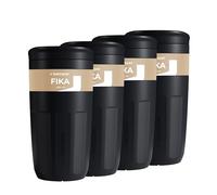Wessper Vaso reutilizables de 400 ml, Taza con Tapa para Bebidas Calientes y Frías, para Llevar, Cabe en el Portavasos del Coche, Sustituta de los Envases Desechables - 4 Unidades - Negro