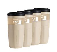Wessper Vaso reutilizables de 400 ml, Taza con Tapa para Bebidas Calientes y Frías, para Llevar, Cabe en el Portavasos del Coche, Sustituta de los Envases Desechables - 4 Unidades - Beige