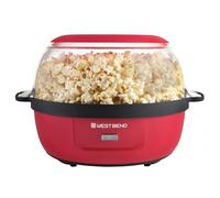 West Bend Stir Crazy Hot Oil Popper, máquina para hacer palomitas de maíz con tapa grande para servir y varilla de agitación, 6 cuartos de galón, rojo