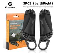 WEST BIKING 2 Piezas Espejo Retrovisor Plegable y Giratorio 360° con Lente de Vidrio HD Antirreflejo y Antiarañazos para Manillar