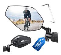 West Biking Espejo retrovisor para bicicleta - Espejo retrovisor estable para bicicleta con campo de visión claro, 360 ° ajustable para manillar de diámetro interior 16 - 21 mm, espejo de bicicleta