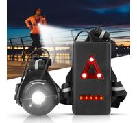 West Biking Luz de marcha nocturna, luz de pecho recargable por USB con ángulo de haz ajustable de 90°, 500 lúmenes, impermeable, ultra brillante, lámpara de advertencia de seguridad con correas