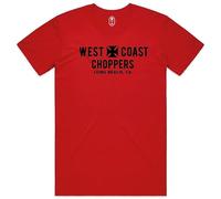 WEST COAST CHOPPERS WCC Eagle Tee - Camiseta de manga corta, color blanco, rojo, S