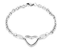 West Coast Jewelry | ELYA Stainless Steel Polished Heart Cut-Out Charm Bracelet - 7.25""