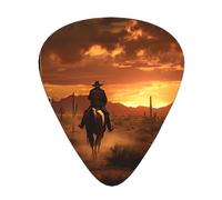 West Desert Cactus con Cowboys Riding Horses3 púas de guitarra de celuloide para bajo acústico, púas de guitarra con caja organizadora